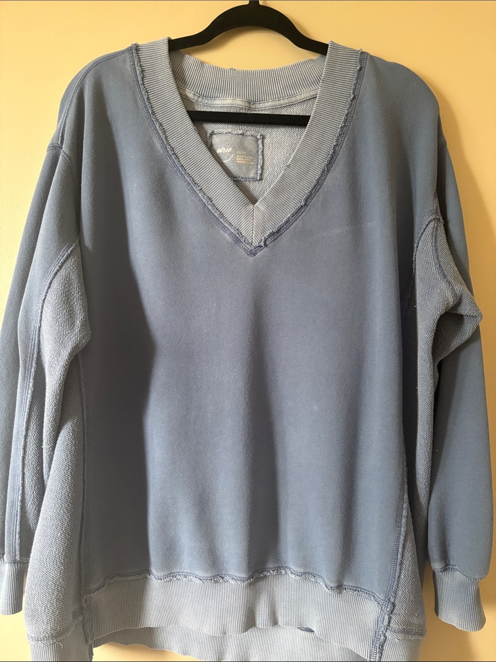 aerie Light Blue V-Neck Oversized Sweatshirt